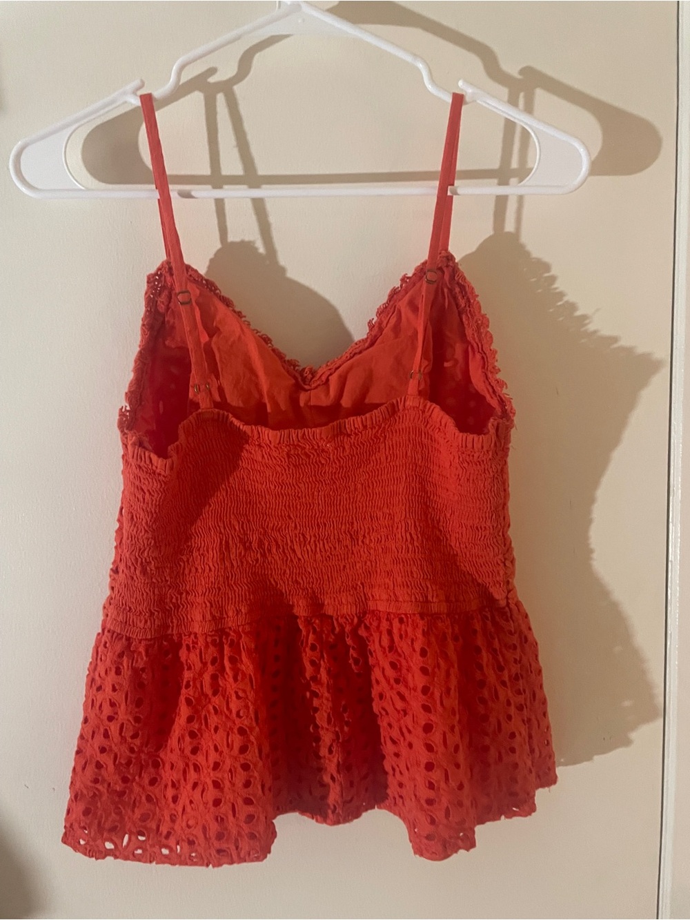 Japna Orange Eyelet Crochet Peplum Cami Tank | Large | 100% Cotton - Picture 7 of 15